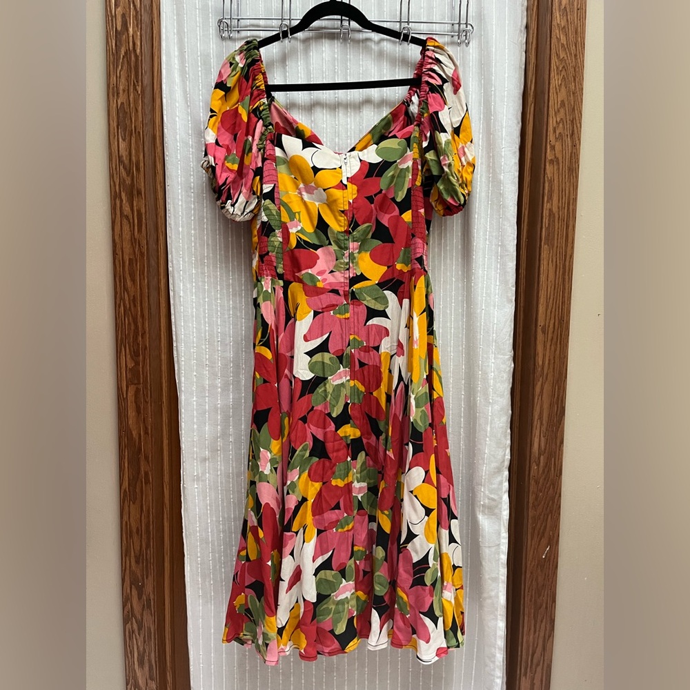 NWT Trashy Diva Puff Sleeve L’ Amour Dress in Flower Power Crepe De Chine Sz 14 - Picture 3 of 9